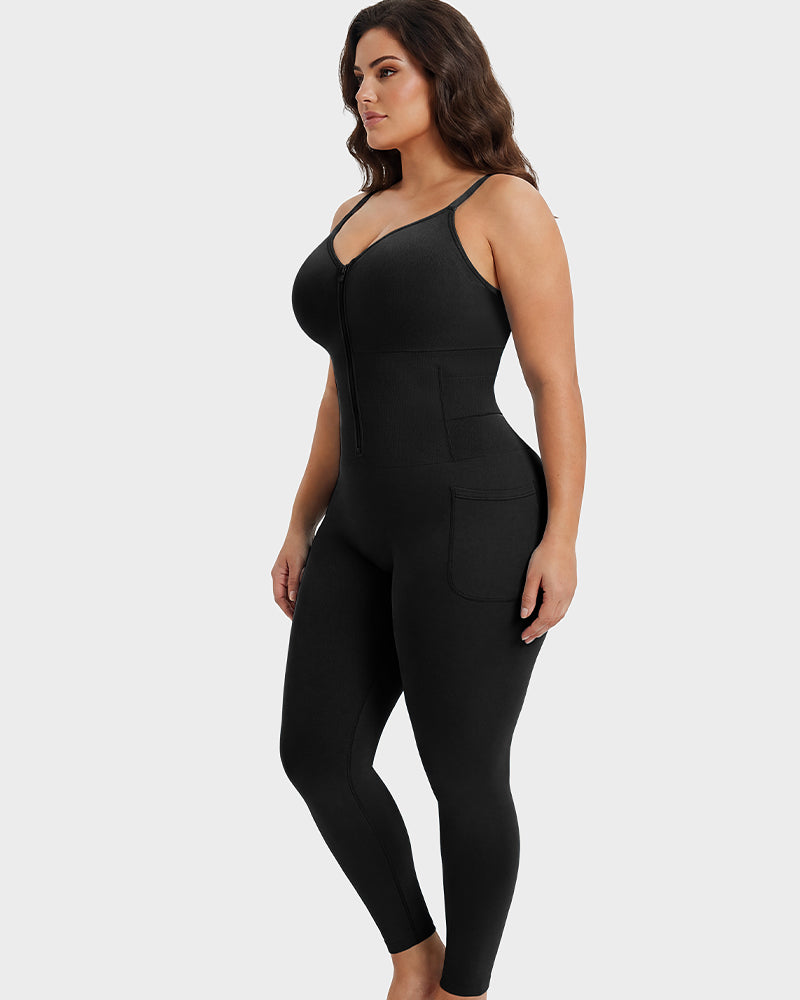 Deep V Front Zip Full Body Shaper