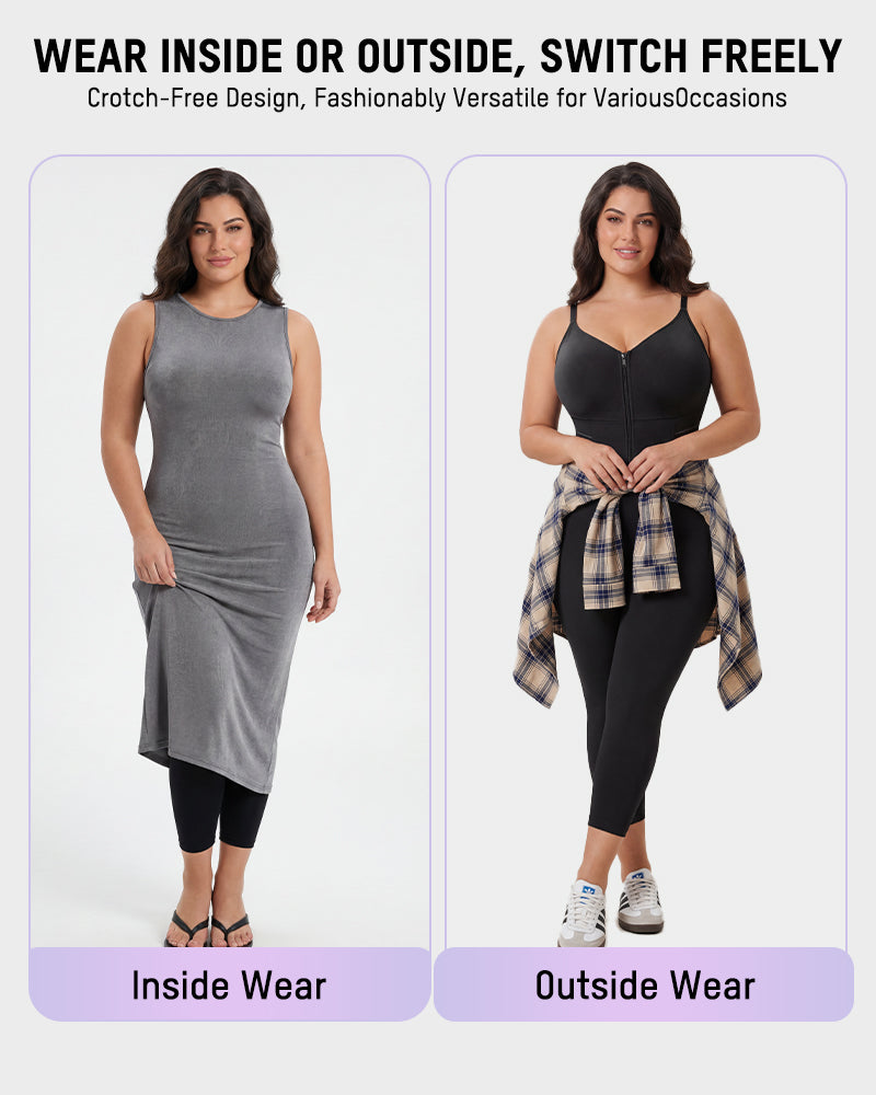 Deep V Front Zip Full Body Shaper