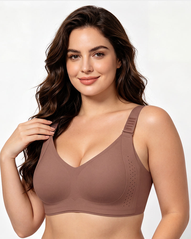 Front Clasp V-Neck Wireless Minimizer Bra