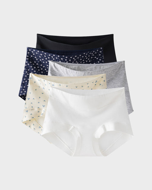 5-Pack Antibacterial Cotton Seamless Boxer Panties