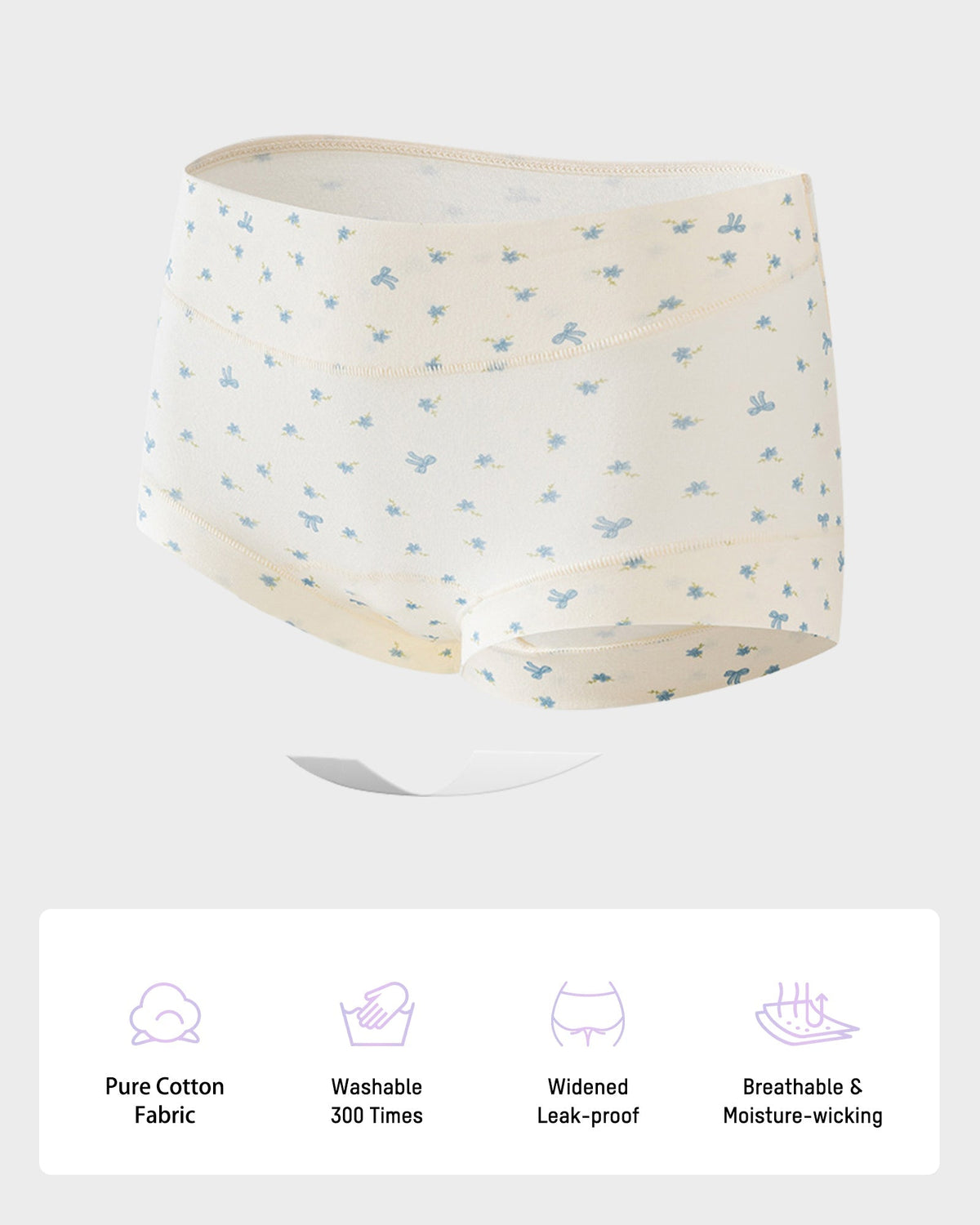 5-Pack Antibacterial Cotton Seamless Boxer Panties