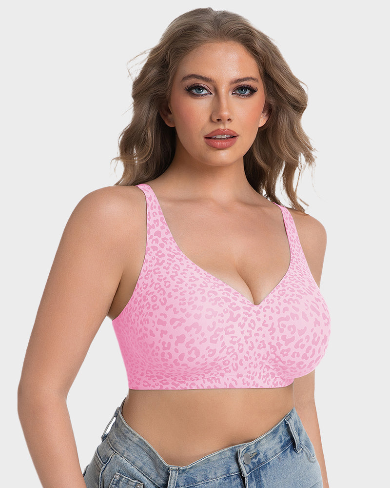 Wireless Leopard V-Neck Contour Bra