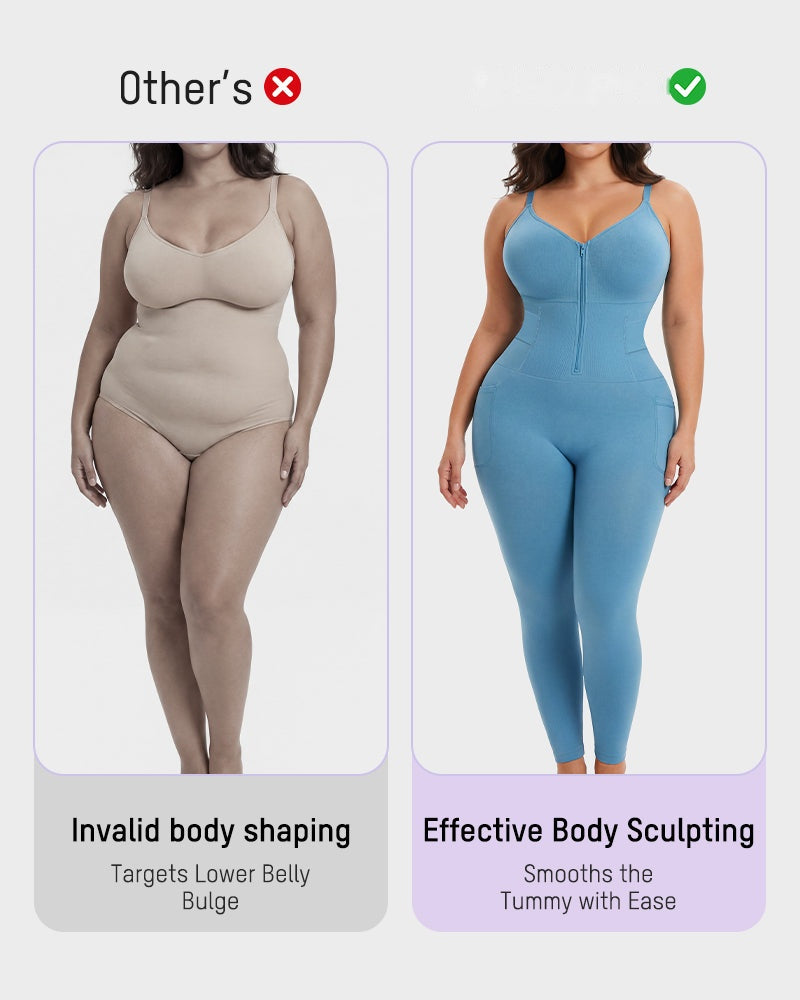 Deep V Front Zip Full Body Shaper